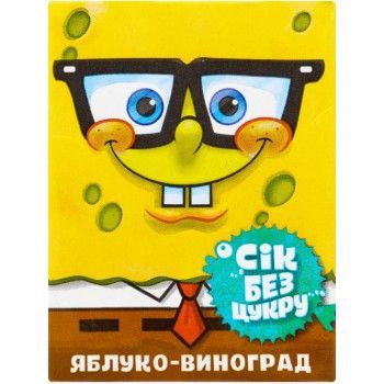 Сік яблучно-виноградний відновлений освітлений Sponge Bob 200мл